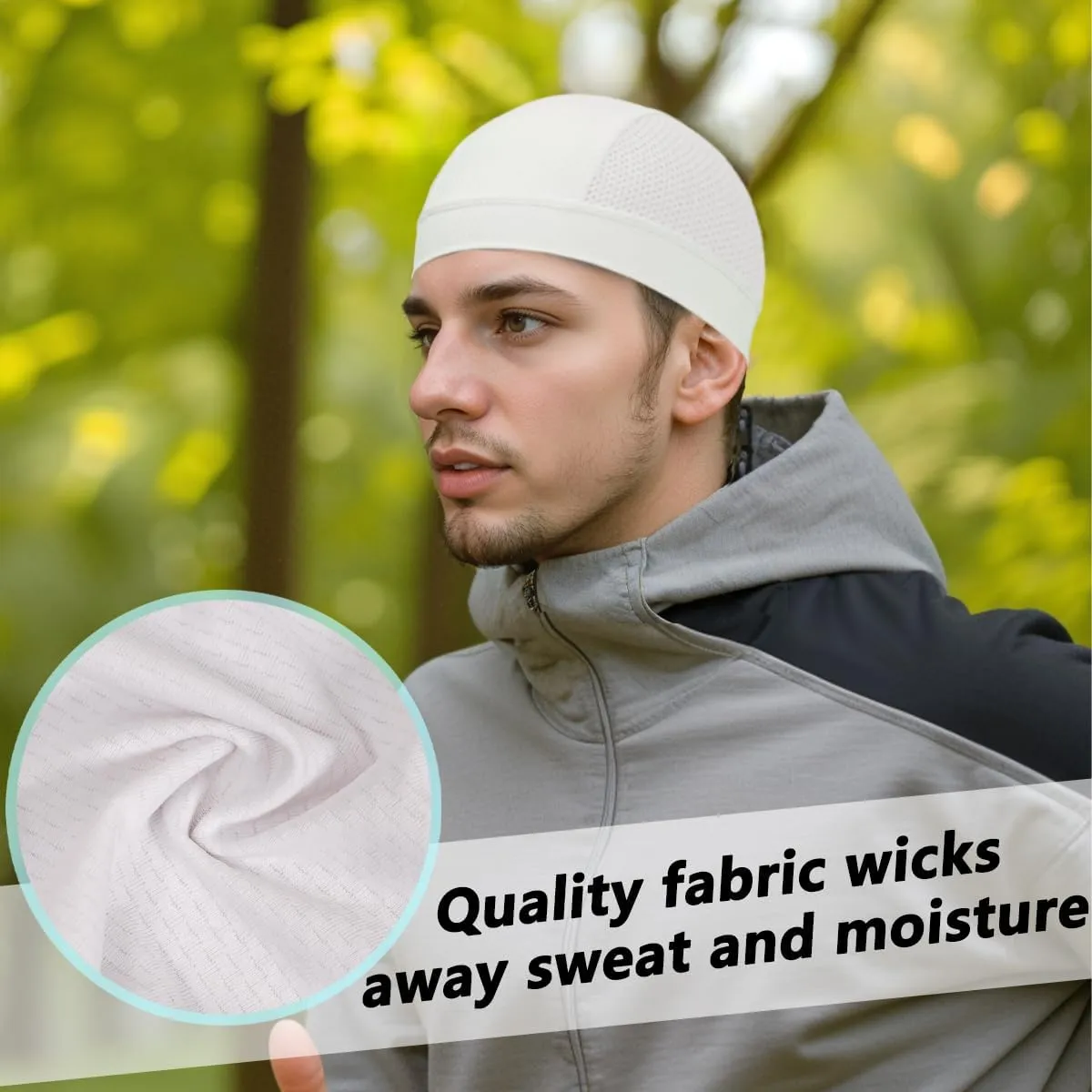 2 Pack Summer Skull Cap Helmet Liner Breathable Cooling Beanie Running Cycling Hat for Men Women