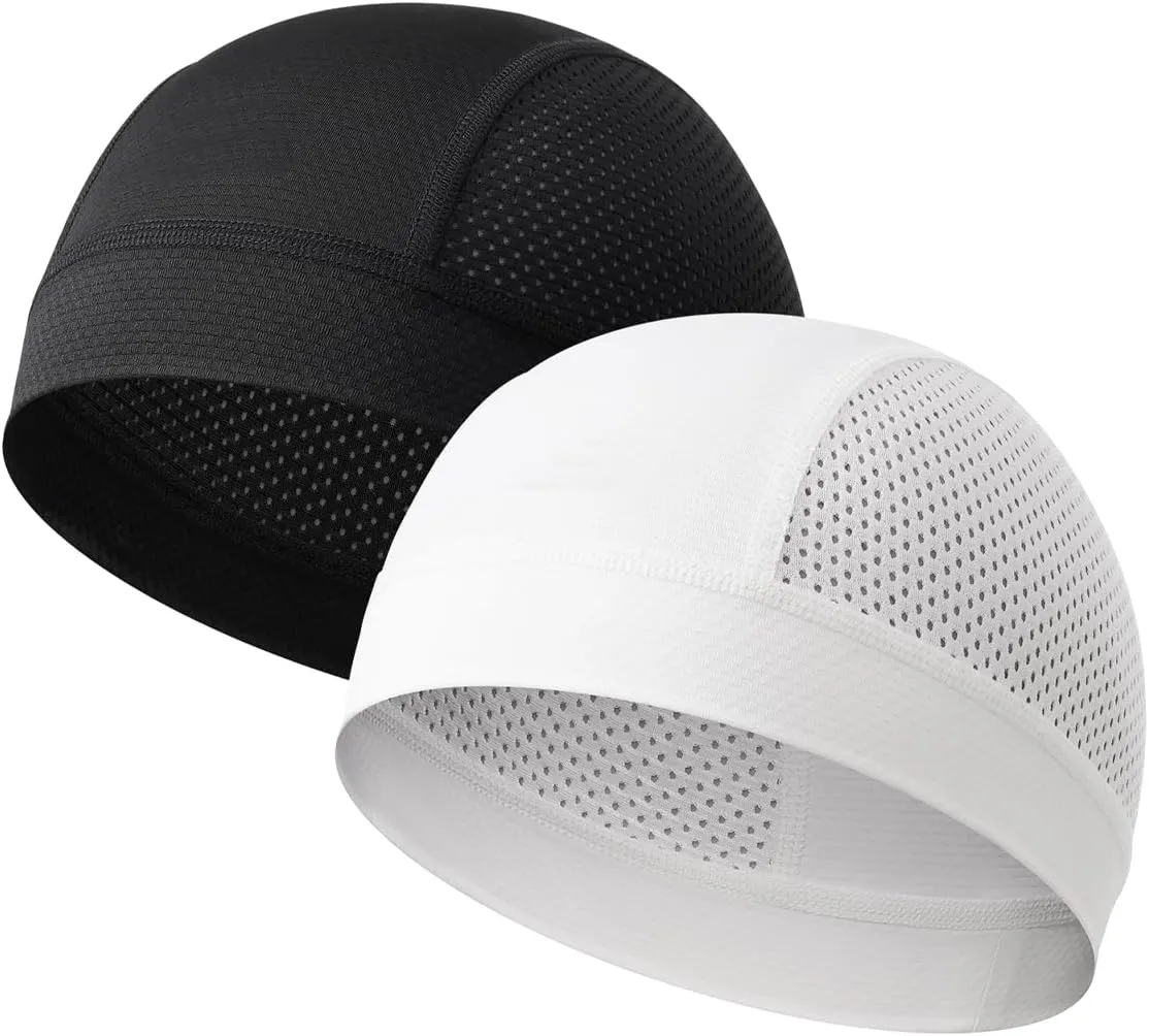 2 Pack Summer Skull Cap Helmet Liner Breathable Cooling Beanie Running Cycling Hat for Men Women