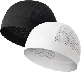 2 Pack Summer Skull Cap Helmet Liner Breathable Cooling Beanie Running Cycling Hat for Men Women