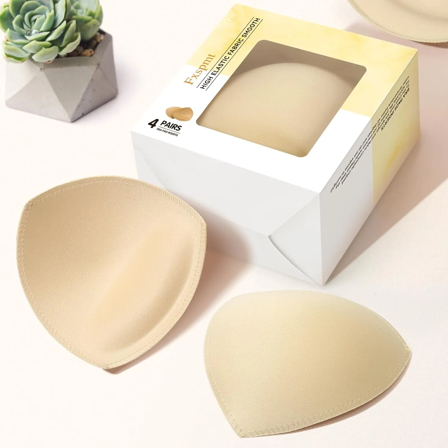 4 Pairs Bra Pads Inserts, Sewn Edges Removable Bra Inserts, Breathable & Enhancers for Sports Bras, Swimwear, Dresses
