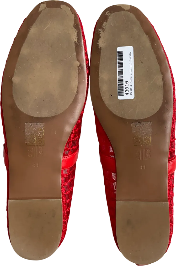 Bibi Lou Red Liana Floral Mesh Mary Jane Pump UK 7 EU 40 👠