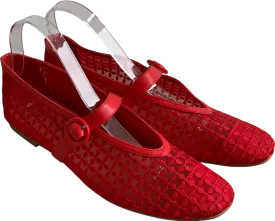 Bibi Lou Red Liana Floral Mesh Mary Jane Pump UK 7 EU 40 👠