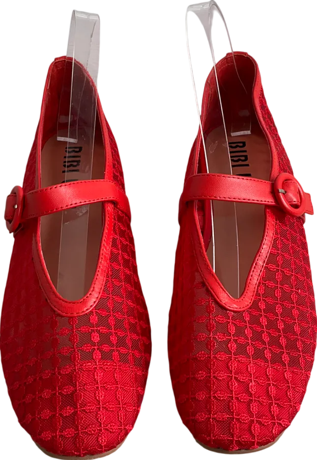 Bibi Lou Red Liana Floral Mesh Mary Jane Pump UK 7 EU 40 👠