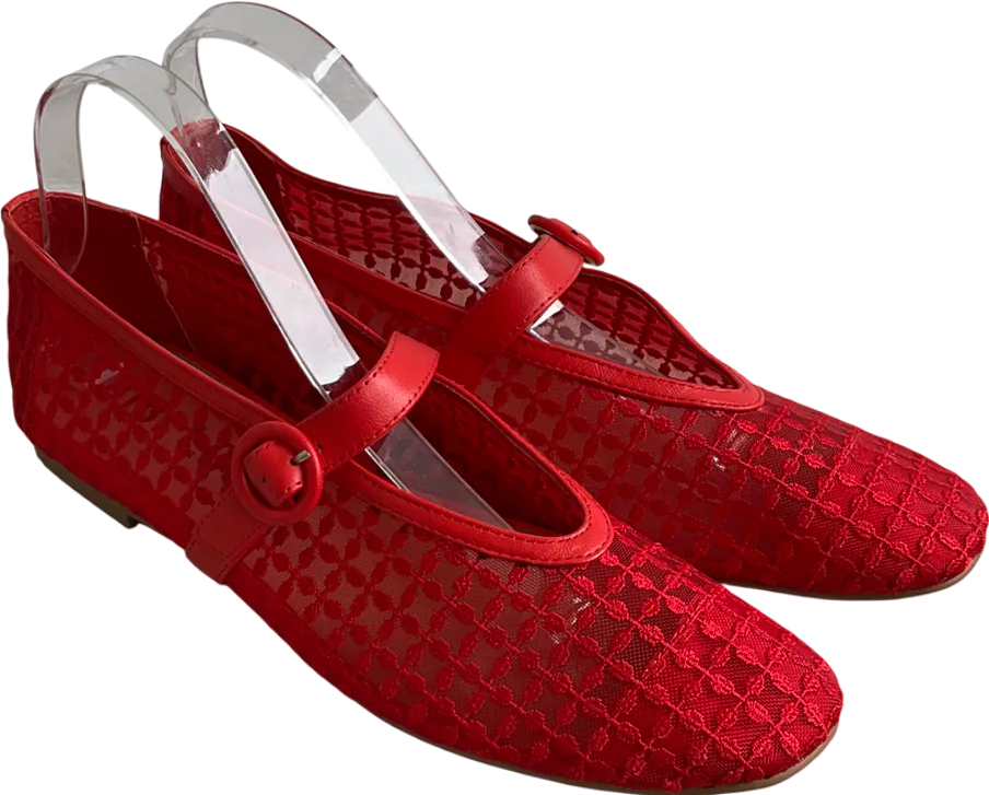 Bibi Lou Red Liana Floral Mesh Mary Jane Pump UK 7 EU 40 👠
