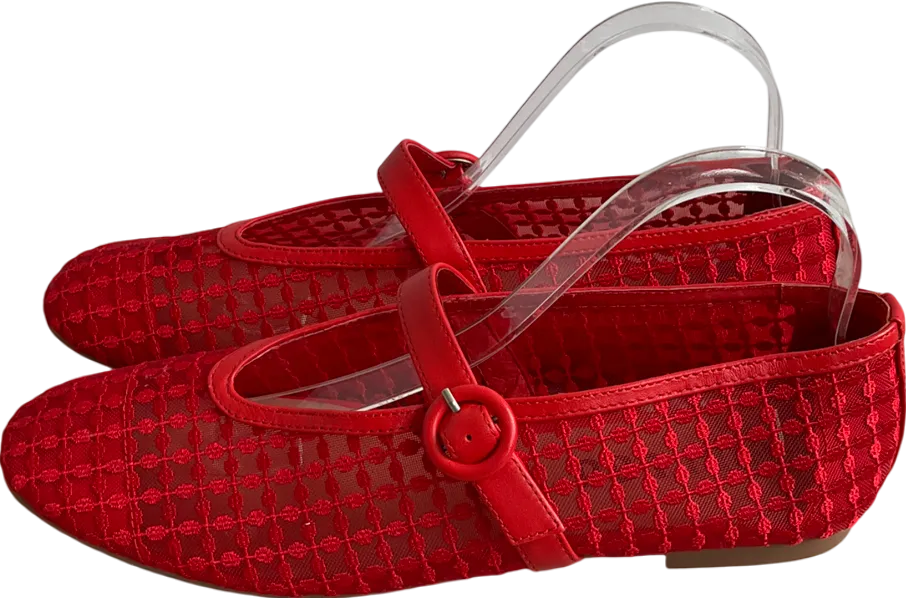 Bibi Lou Red Liana Floral Mesh Mary Jane Pump UK 7 EU 40 👠