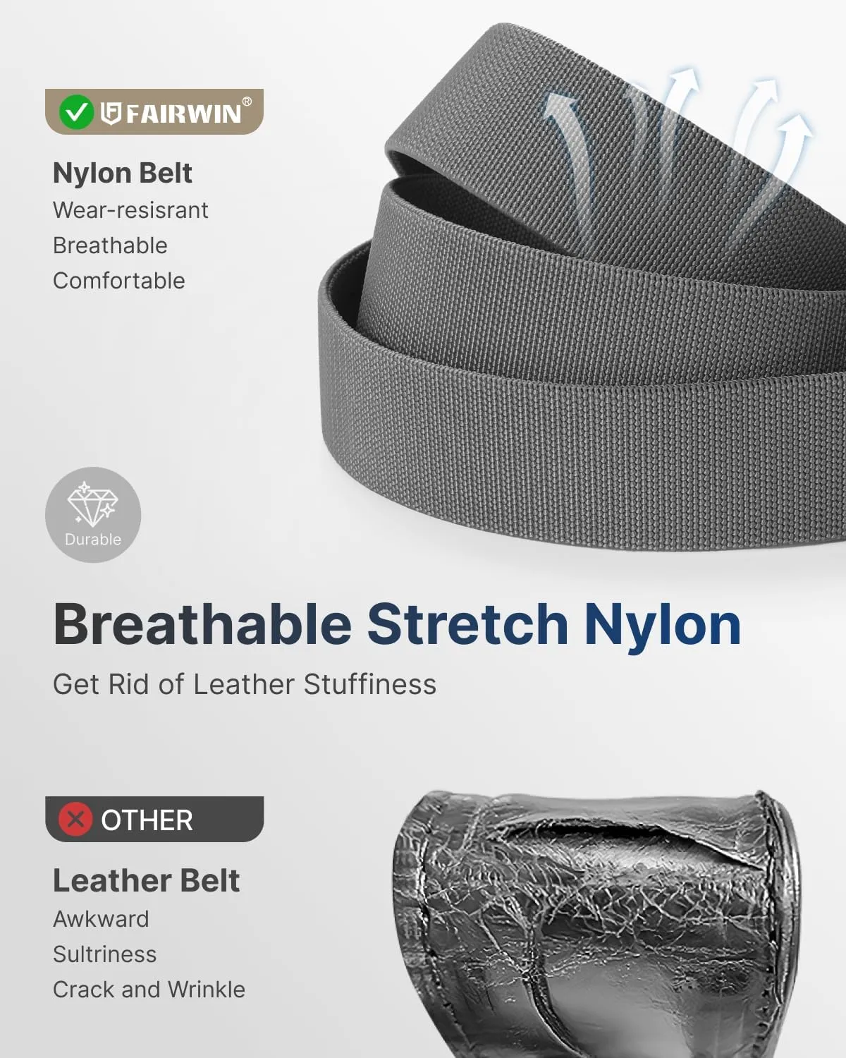 FAIRWIN Ratchet Belt for Men- Tactical Nylon Web Work Golf Belts with Automatic Buckle, Adjustable for Jeans Pants