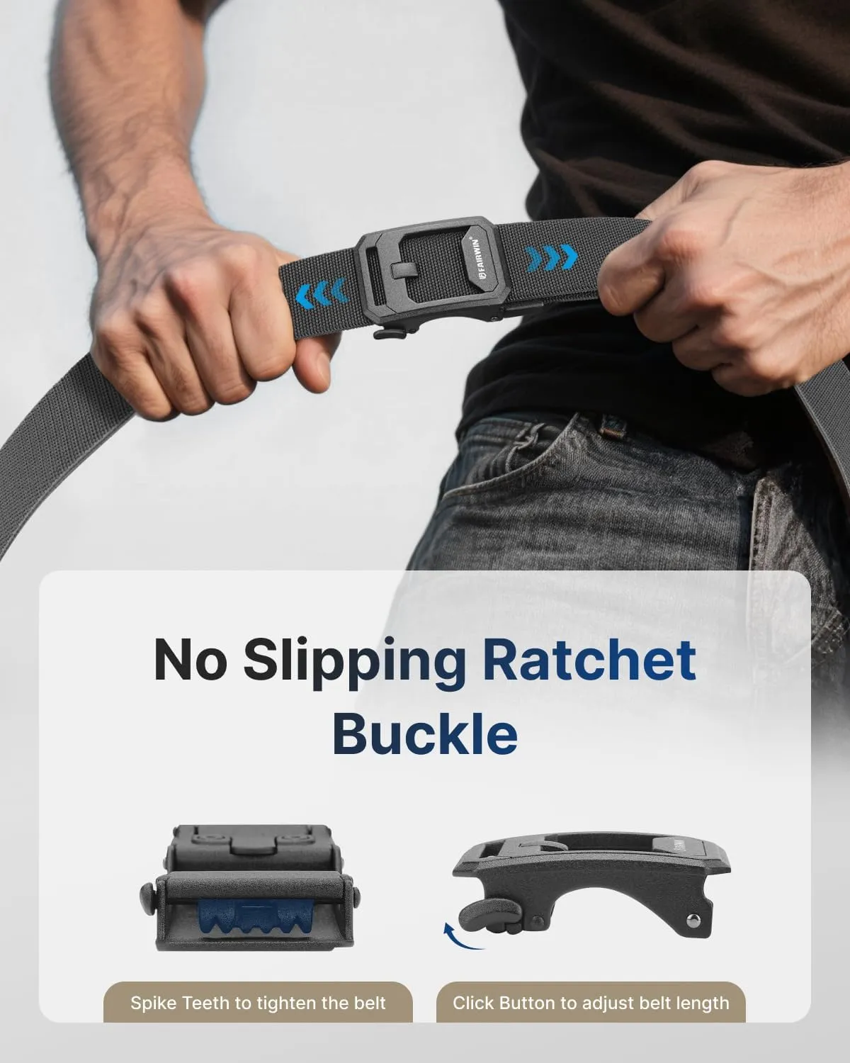 FAIRWIN Ratchet Belt for Men- Tactical Nylon Web Work Golf Belts with Automatic Buckle, Adjustable for Jeans Pants