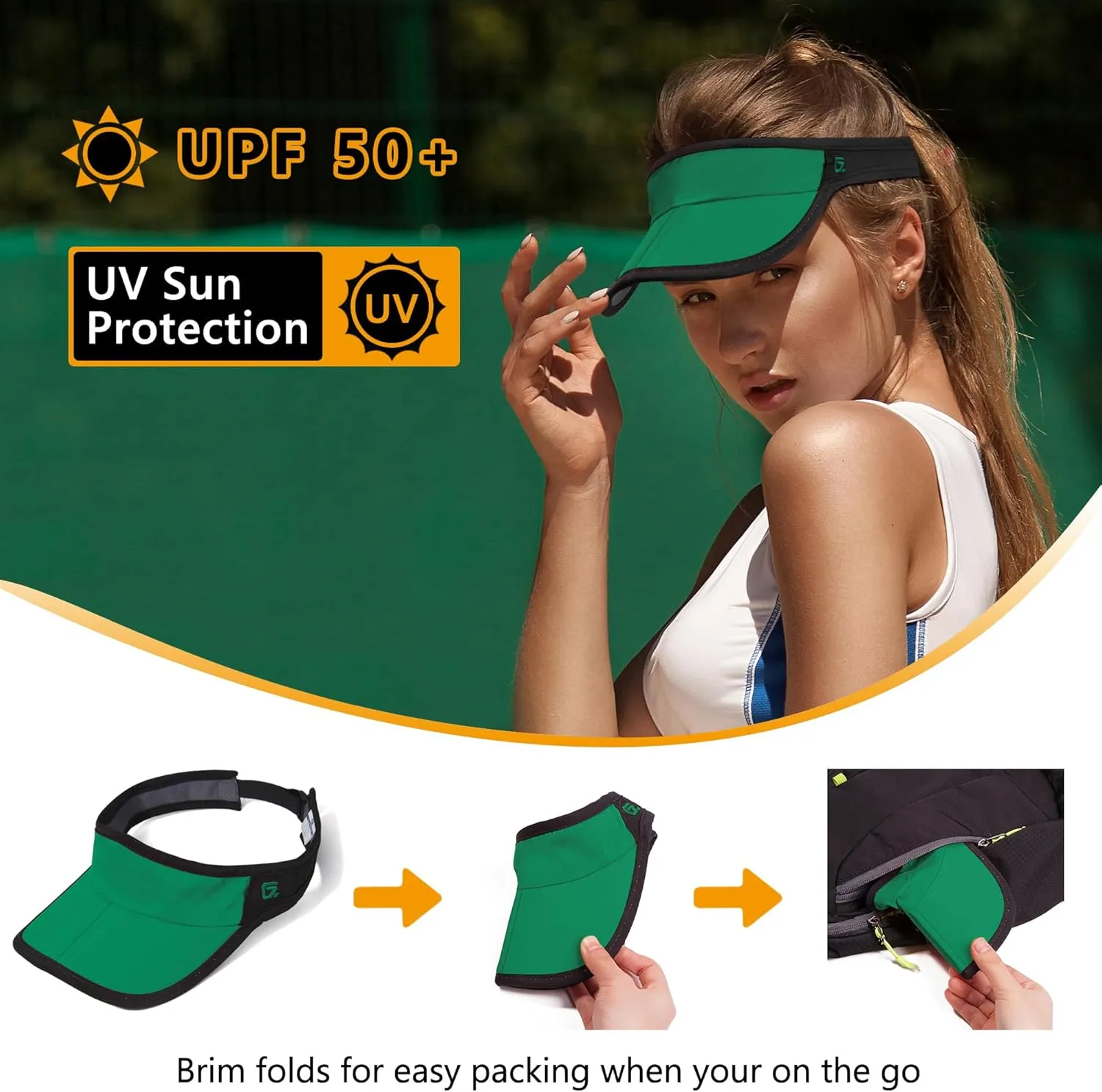 GADIEMKENSD Foldable Sun Visor Hat UPF 50  Lightweight Adjustable