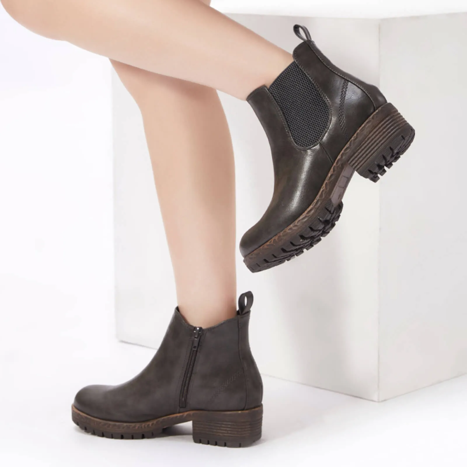 Low Heel Vintage Style Chelsea Ankle Booties