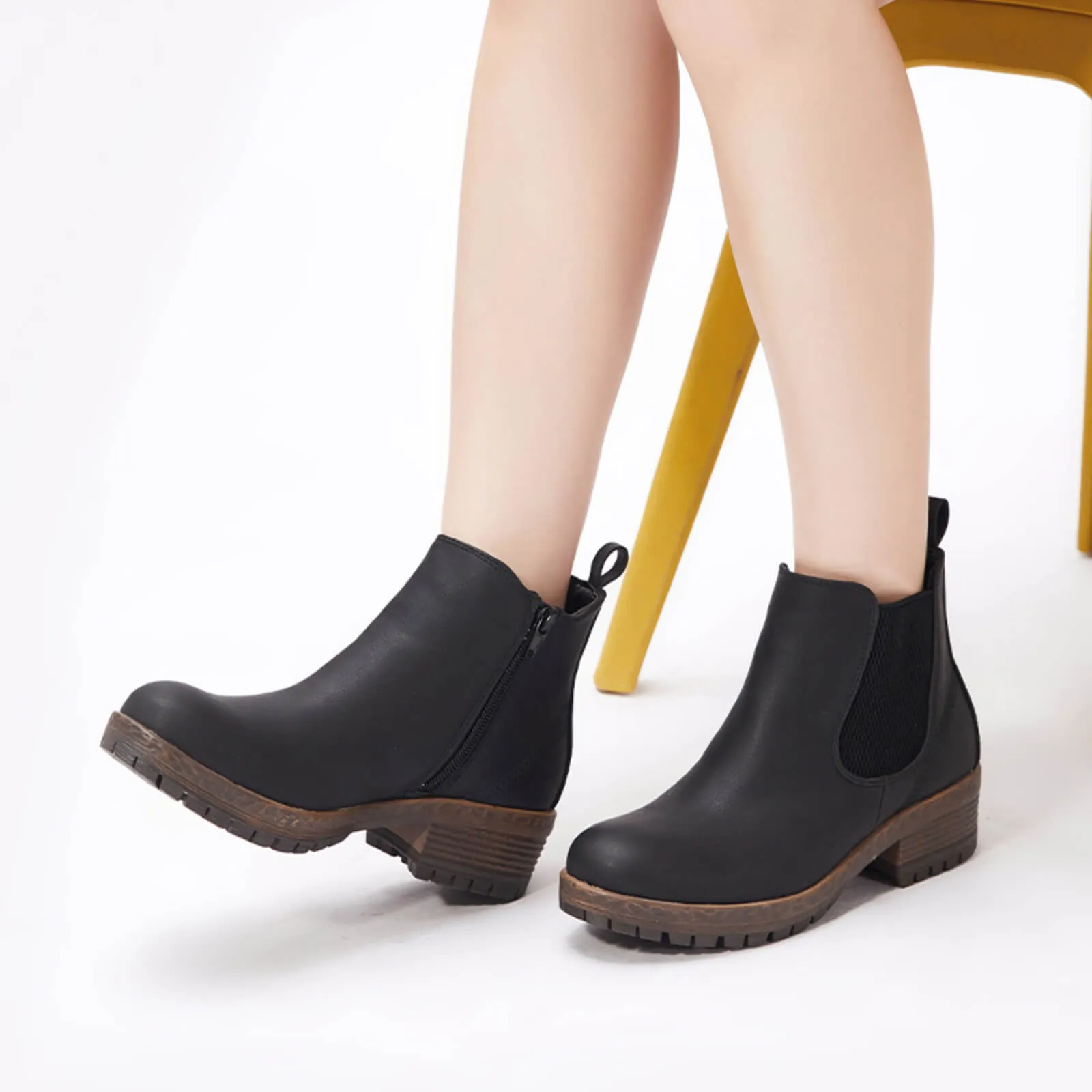 Low Heel Vintage Style Chelsea Ankle Booties