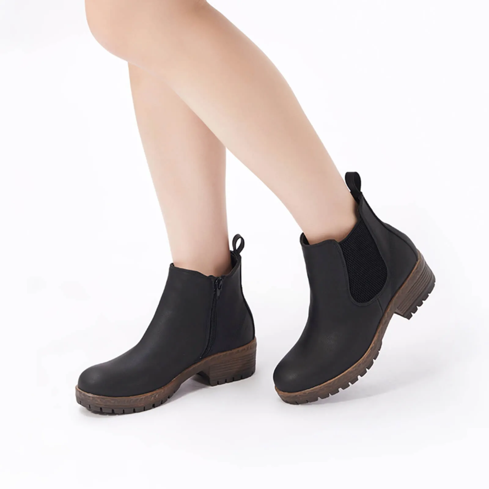 Low Heel Vintage Style Chelsea Ankle Booties