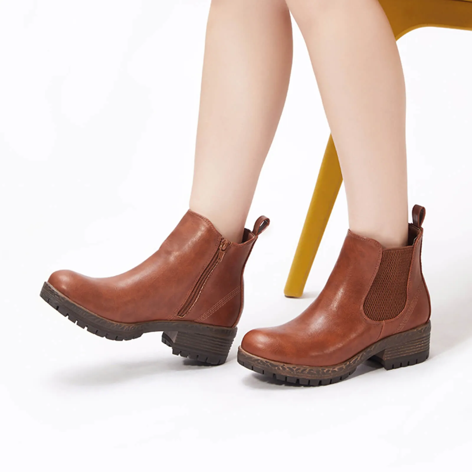 Low Heel Vintage Style Chelsea Ankle Booties