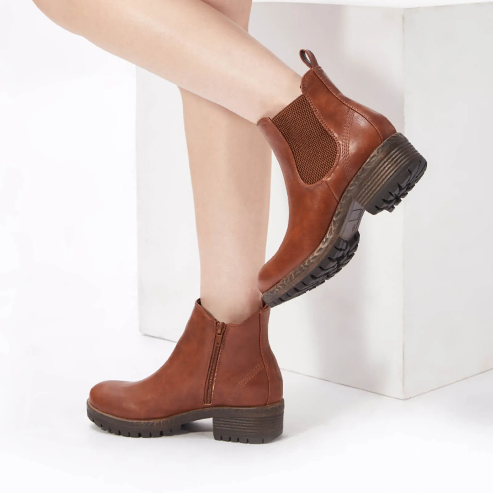 Low Heel Vintage Style Chelsea Ankle Booties