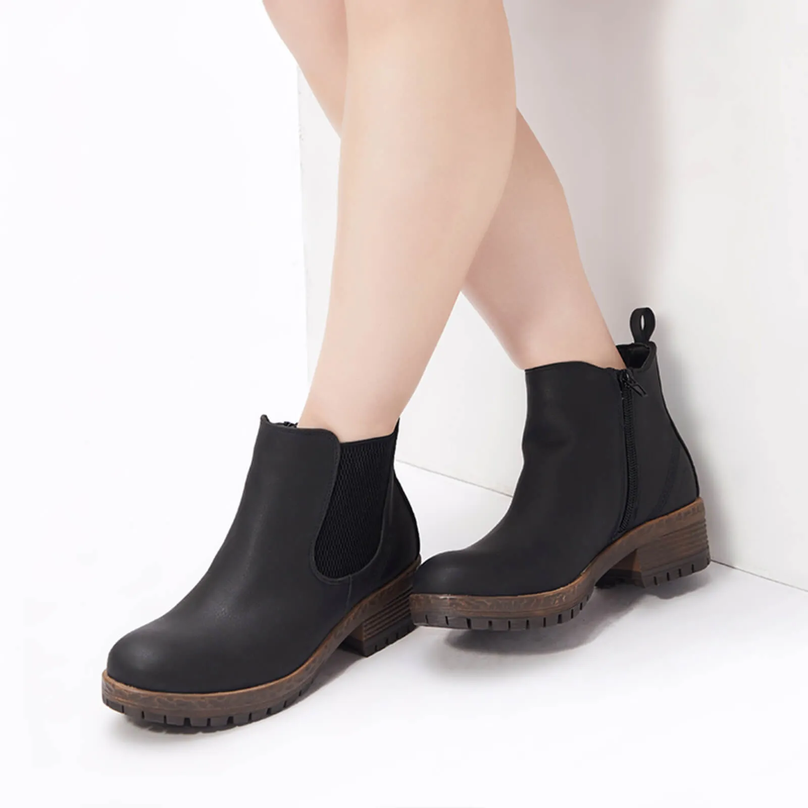 Low Heel Vintage Style Chelsea Ankle Booties