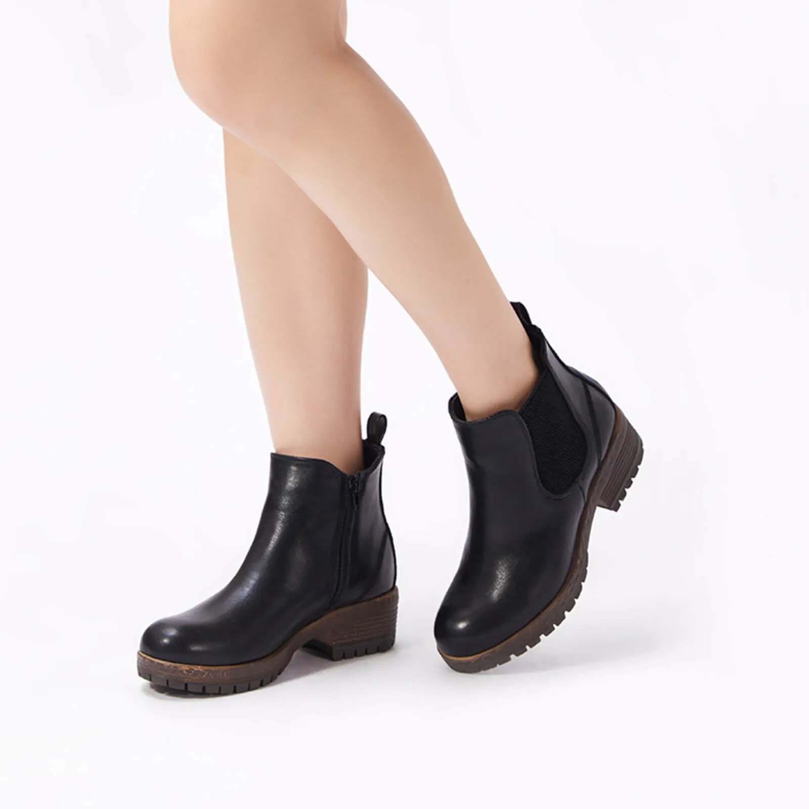 Low Heel Vintage Style Chelsea Ankle Booties