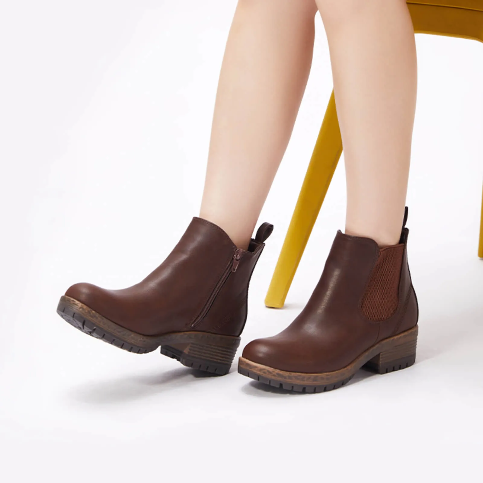 Low Heel Vintage Style Chelsea Ankle Booties