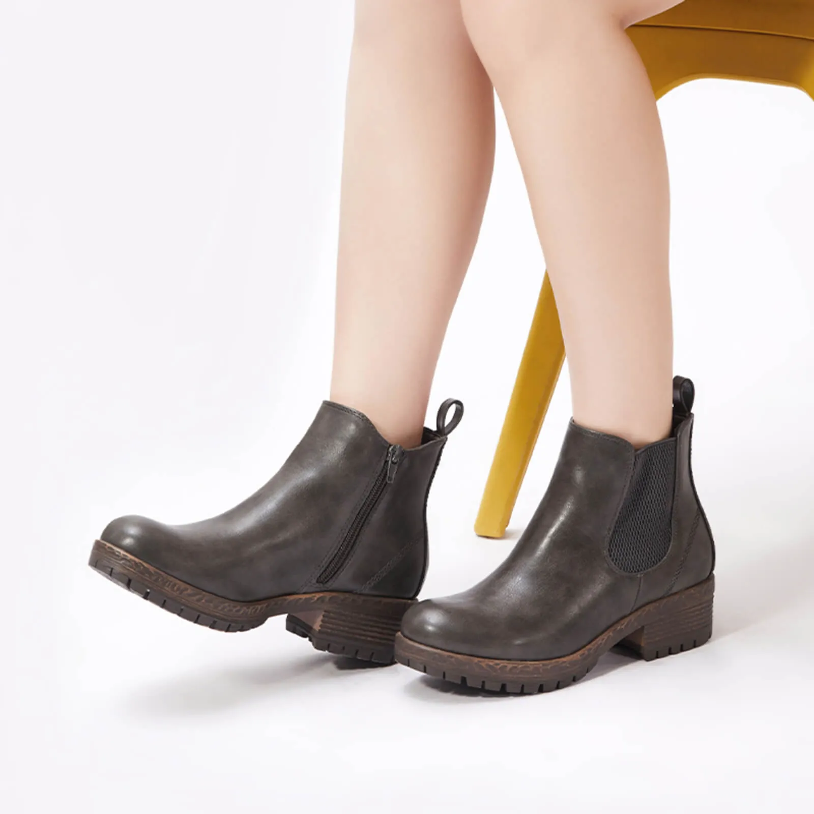 Low Heel Vintage Style Chelsea Ankle Booties