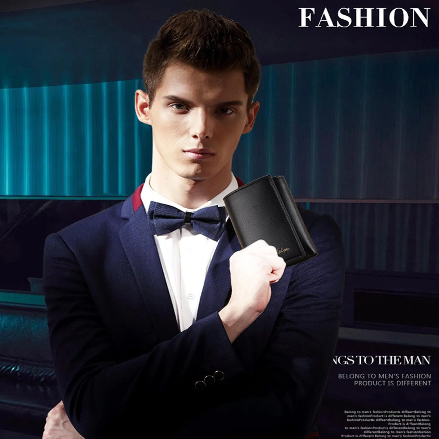 Men Women Wallet Trifold Soft Leather 4 Card Holder 2 Money Pockets with Photo Window Mother Kids Girl Gift