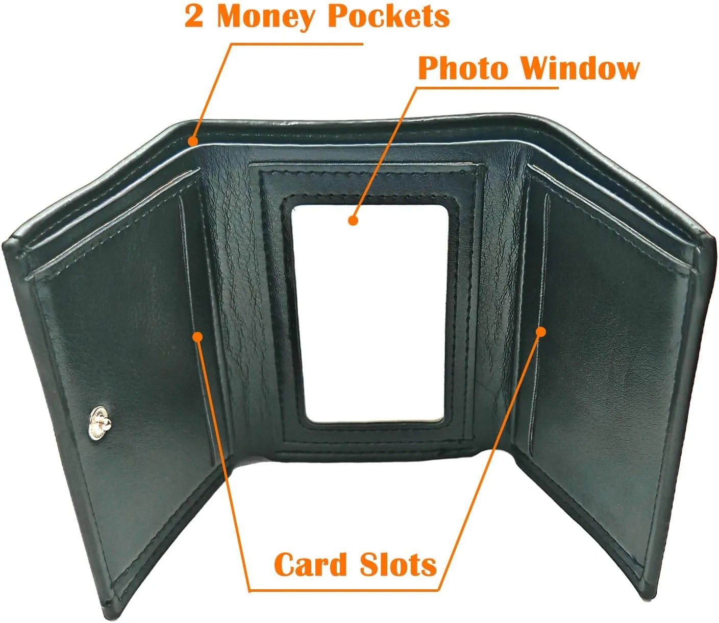 Men Women Wallet Trifold Soft Leather 4 Card Holder 2 Money Pockets with Photo Window Mother Kids Girl Gift