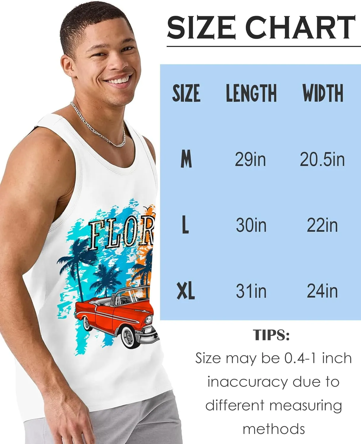 Nidoul Mens Beach Tank Tops Summer Graphic Palm Tree Sleeveless Shirts for Men Vacation Gym Running Workout Tank Top