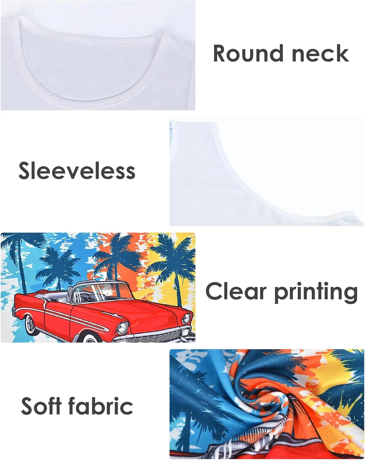 Nidoul Mens Beach Tank Tops Summer Graphic Palm Tree Sleeveless Shirts for Men Vacation Gym Running Workout Tank Top