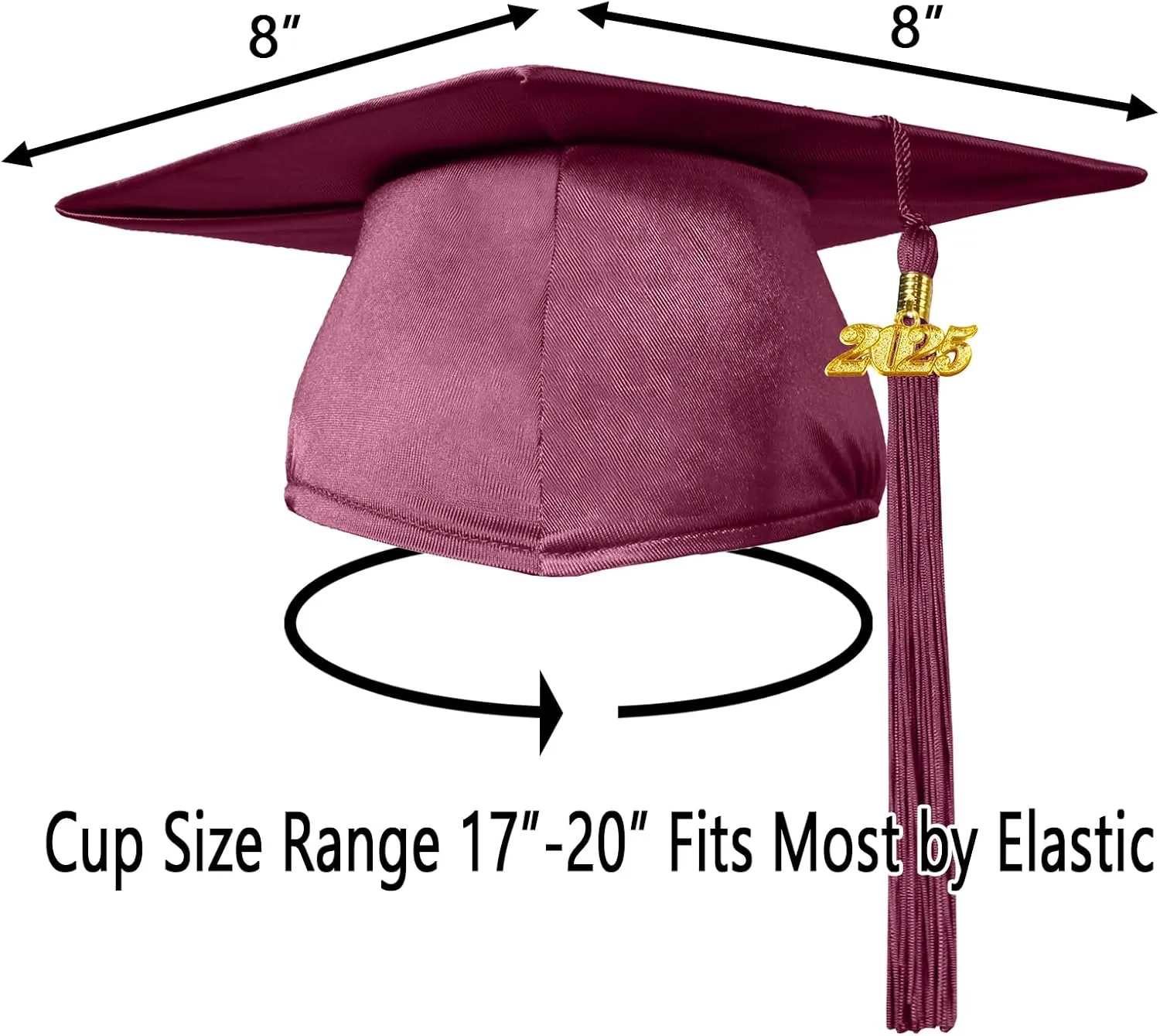 Preschool and Kindergarten Shiny Graduation Cap with 2025 Tassel Charm Rich in Color